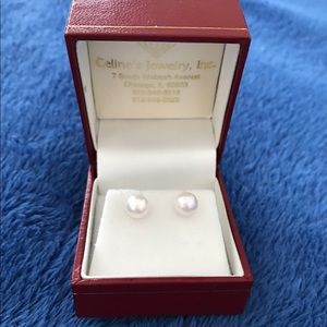 100% Genuine Pearl Stud Earrings